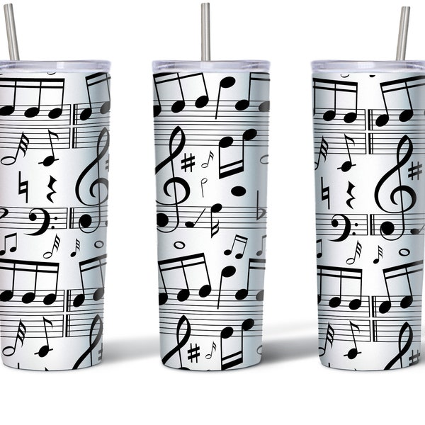 20 oz Skinny Tumbler, Music Tumbler Design , Musical Notes Tumbler ,Tumbler  PNG Design, Straight & Tapered, Instant Download 4