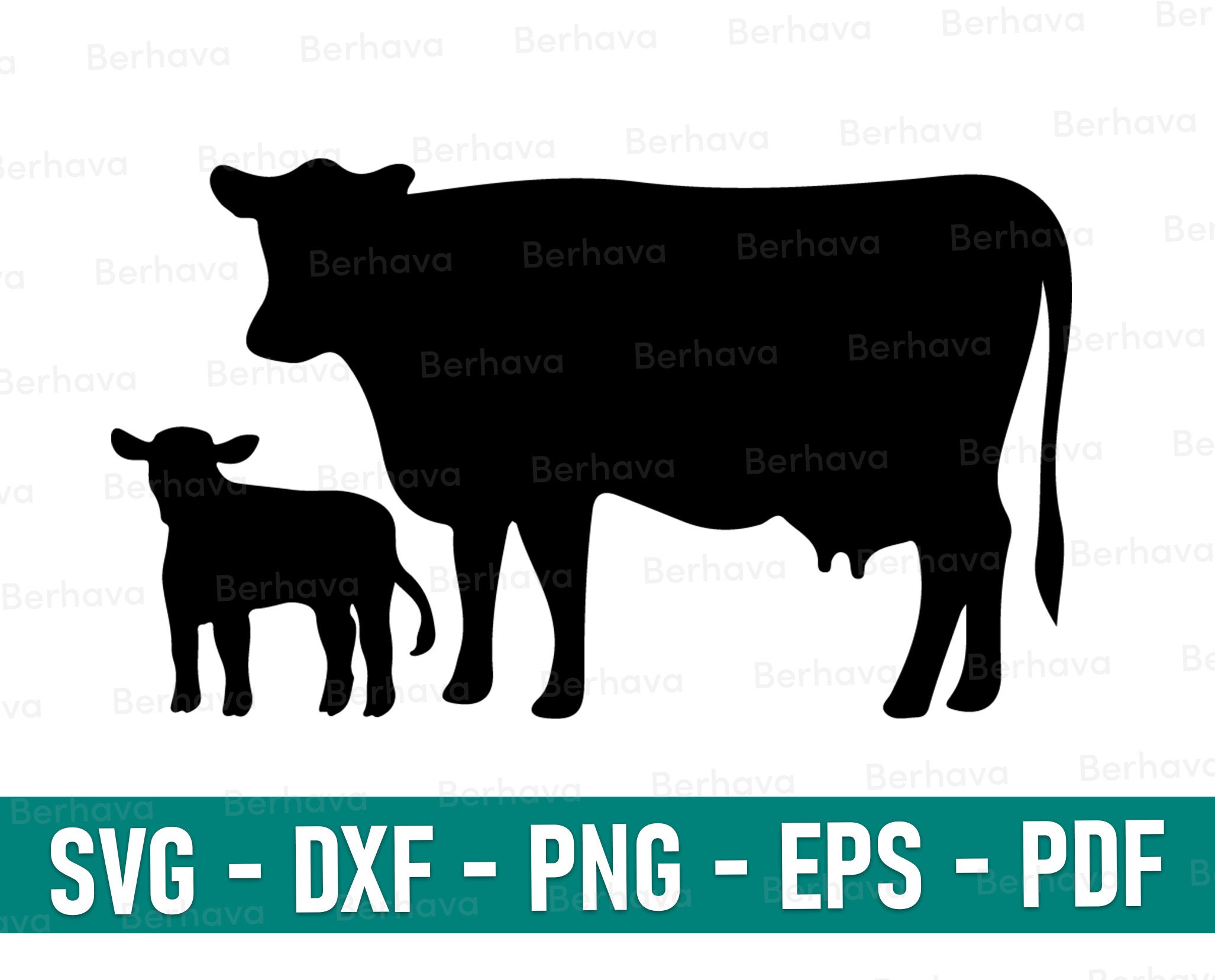 Cow And Calf Silhouette