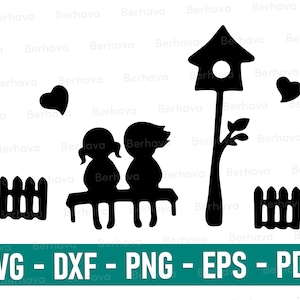 Niño y niña Svg, Niño y niña Cricut, Niño y niña Png, Niño y niña Vector clipart, Niño y niña Silueta, Niño y niña Corte