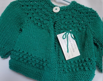 Knit Baby Long sleeve cardigan sweater size 6 months in a green color.