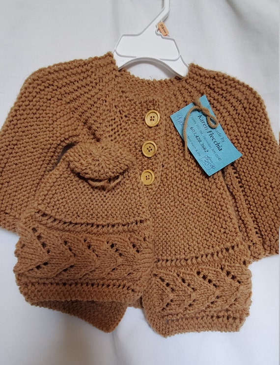 Knit Baby Long Sleeve Cardigan Sweater With Hat Fits Months in a