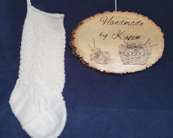 Medium-Sized Cable Knit Holiday Stocking  | Christmas Stocking | Hand Made Knitted Stocking