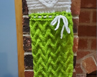 Large-Sized Cable Knit Holiday Stocking  | Christmas Stocking | Hand Made Knitted Stocking