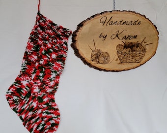 Medium-Sized Cable Knit Holiday Stocking  | Christmas Stocking | Hand Made Knitted Stocking