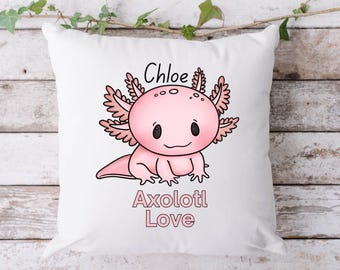 Axolotl Cuddle Cushion, Axolotl Pillow, Gift For Her, Gift for Him, Axolotl Lover Gift, Personalised Cushion Gift, Stocking Filler