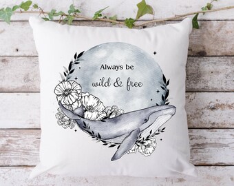 Whale Cuddle Cushion, Moon Cushion, Gift For Her, Gift for Him, Keepsake Gift, Whale Lovers Gifts, Stocking Filler, Personalised Gifts