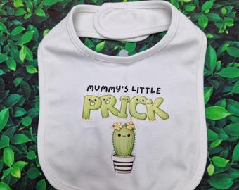 Funny Themed Bib, Mummy's Daddy's Little Prick Baby Bib, Mother's Day Present, Personalised Baby Gift, Cactus Family