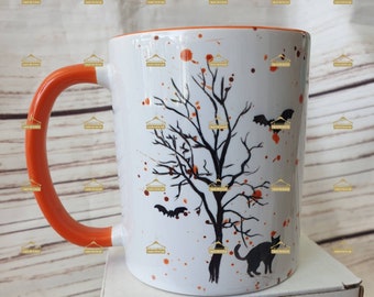 Halloween Bat Mug, Hot Chocolate Mug, Witches Brew, Halloween Ghost Cup, Tea Mug, Personalised Halloween Gifts, Gifts for Her, Gifts for Him