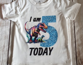 Dinosaur Birthday T-Shirt, Keepsake Birthday Gift, Age T-Shirt, Personalised Baby Clothes, Kids Tshirts, I Am One, Two, Three, Slogan Tshirt