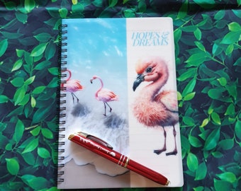 Pink Flamingo A5 Notebook, Personalised Notebook Gift, Custom Made, Gifts for Her, Gifts for Him, Teacher Gifts, Stocking Filler