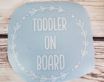 TODDLER ON BOARD Personalised White Vinyl Car Window Sticker Decal, Stickers for Cars