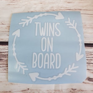 TWINS ON BOARD Personalised White Vinyl Car Window Sticker