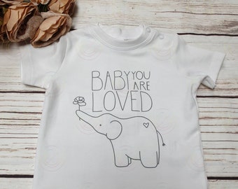 Baby Elephant, You Are Loved T-Shirt, Keepsake Elephant Gift, Welcome to the World, Baby Shower Gifts, Baby Clothes, Boys or Girls Tshirts