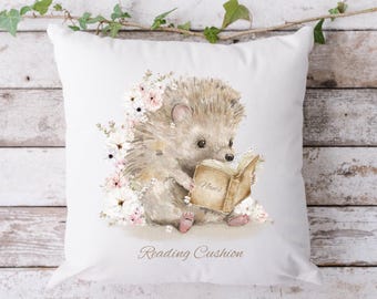 Mother's Day Hedgehog Cushion, Mum's Nan's Reading Cushion, Gift For Her, Birthday Ideas, Keepsake Cushion, Hedgehog Lover Gift Bookish Gift