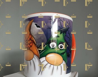 Halloween Gonk Mug, Halloween Gonk Gift, Halloween Gift, Pumpkin Gonk, Frankenstein and Vampire Gonk, Bat Coffee Cup, Custom Made Gifts