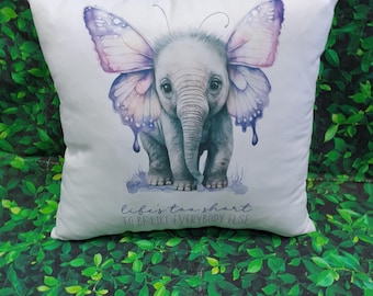 Elephant Cushion, Purple Butterfly Elephant Pillow, Gift For Her, Gift for Him, Keepsake Cushion, Elephant Lover, Stocking Filler