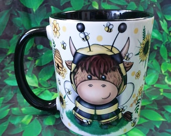 Highland Cow Mug, Personalised Cow Mug, Highland Coo Gift, Cow Coffee Mug, Gifts for Her, Gifts for Him, Cow Lover Gift, Highland Cow Decor