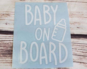 Baby on Board, Personalised White Vinyl Car Window Sticker, Baby on Board Sticker, Car Stickers, Window Stickers for Cars