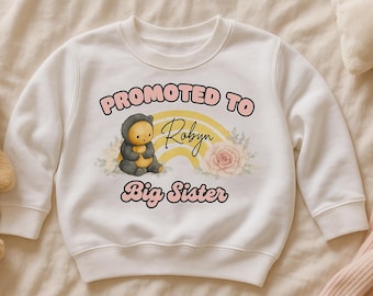 Promoted to Big Sister, Baby Announcement, Big Sister Personalised Sweatshirt Gift, Siblings Pregnancy Reveal, Kids Cute New Sister Top