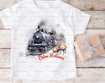 Kids North Pole Express, Kids T-Shirt, Train Keepsake, Express Train T-Shirt, Personalised Christmas Tshirts, Deer Christmas Tshirt, Slogan