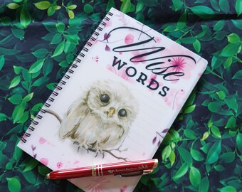 Owl A5 Notebook, Wise Words Teacher Gift, Custom Made, Gifts for Her, Gifts for Him, Owl Gifts, Stocking Filler, Personalised Owl Notebook