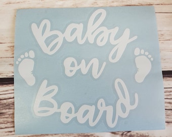 BABY ON BOARD Personalised White Vinyl Car Window Sticker