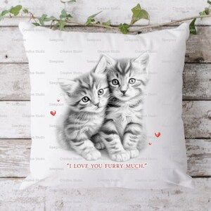 Cute Kittens Cushion, Cat Cushion Gift, Two Kittens Pillow, Gifts For Her, Gifts for Him, Keepsake Kitten Gift, Home Decor, Custom Made