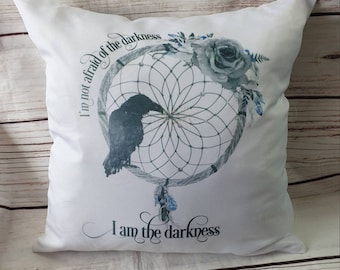 Dream Catcher Pillow, Gothic Style Cushion Gift, Crow Bird Pillow, Gifts For Her, Birthday Present Ideas, Keepsake Cushion