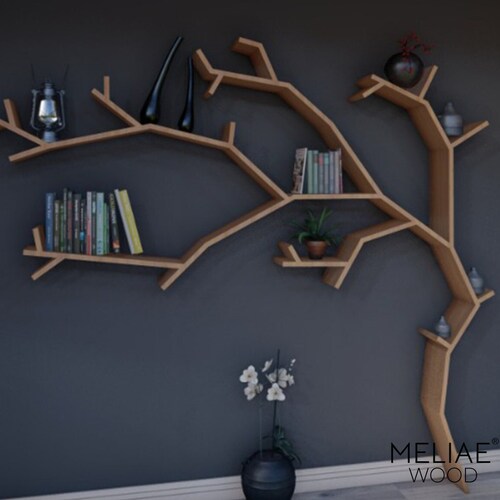 Large Wooden Tree Bookcase Rustic Tree Bookshelf Wooden - Etsy