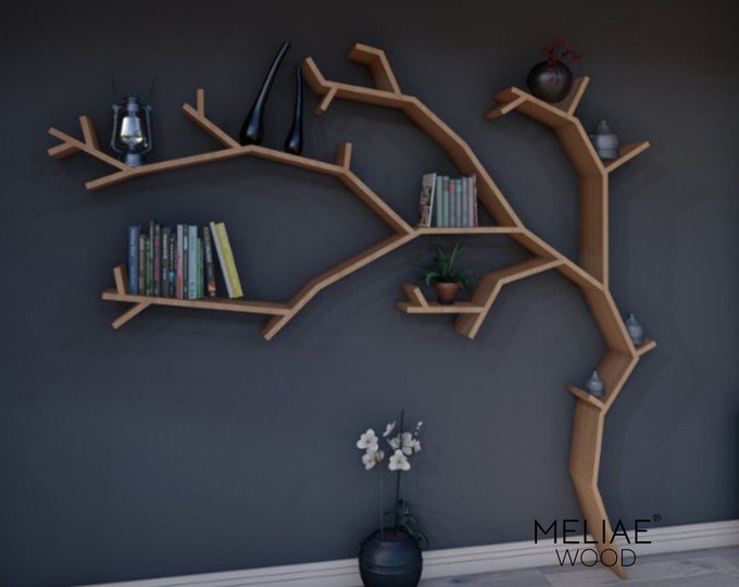 Large Wooden Tree Bookcase Rustic Tree Bookshelf Wooden Etsy