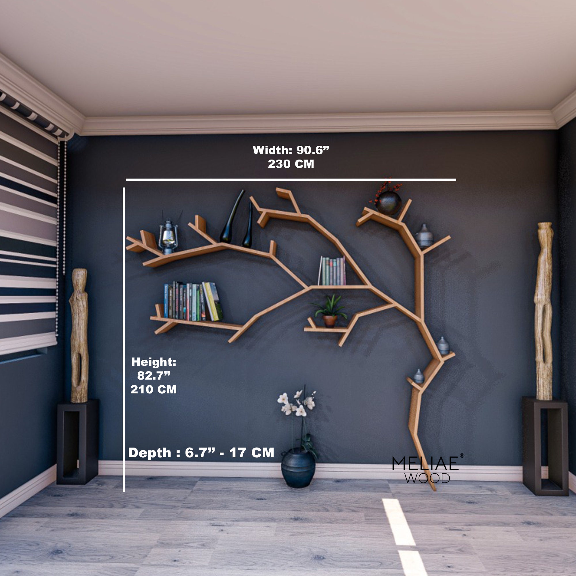 Large Wooden Tree Bookcase Rustic Tree Bookshelf Wooden Etsy