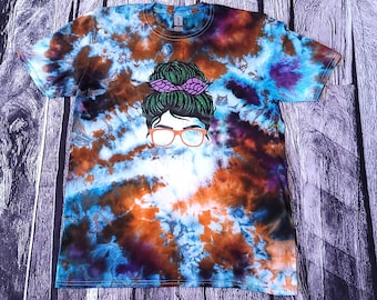 Halloween medium tie dye shirt | unisex | ice dye | Halloween shirt | orange and purple | hippie boho style | women's medium tees