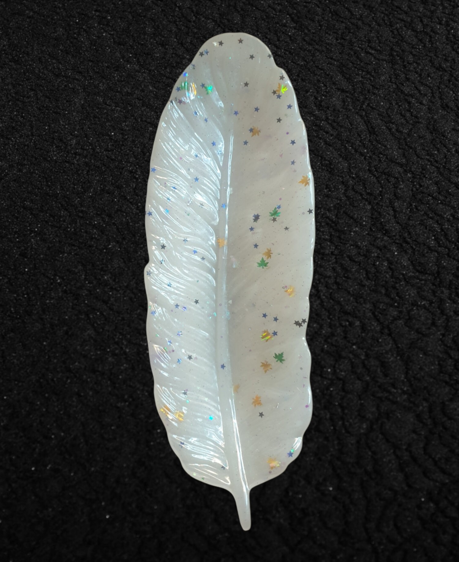 Plateau Plume Design Blanc Parsemé de Paillettes