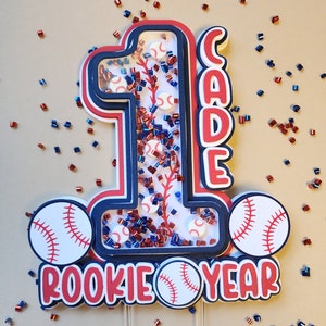 Baseball cake topper, 1st birthday baseball party decor, rookie year, rookie of the year, little slugger, baseball photo prop