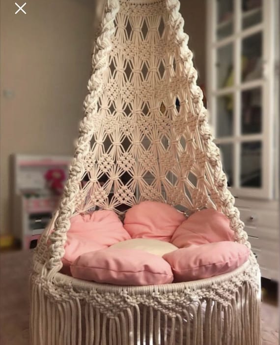 Baby Swing Chair Macrame Hanging Hammock - Cream