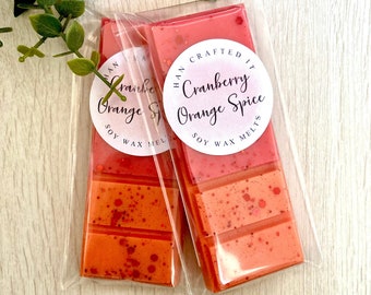 Cranberry Orange Spice soy wax melts. Highly fragranced, highly scented wax melt. Snap bars. Home fragrances. Christmas wax melts