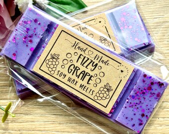 Fizzy Grape Scented Soy Wax Melts: Vegan Snap Bar