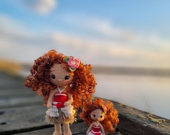 Boneca Moana de crochê feita à mão: miniatura amigurumi colecionável