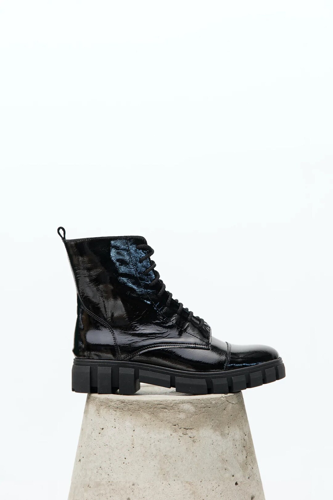 USSO Low Black Shiny Combat Boots for Women 100 Italian Etsy