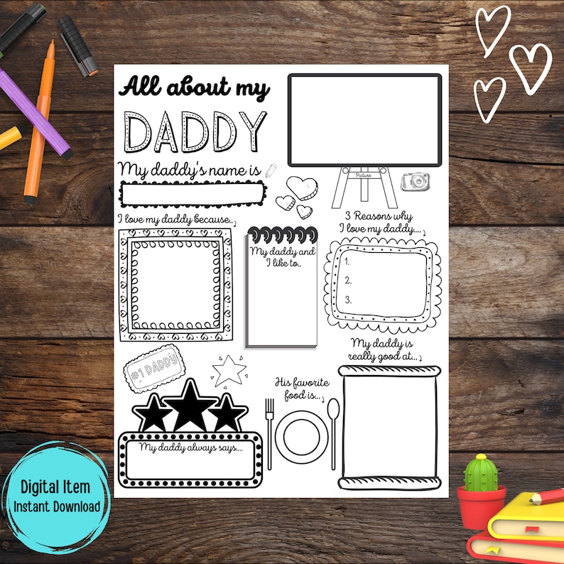All About My Daddy Printable Fill in Template Fathers Day Etsy