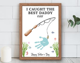Father's Day Fishing Handprint Art, DIY Gift for Dad (Digital Download)