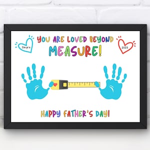 Ruban à mesurer cadeau pour la fête des pères, empreinte de main, art imprimable, cadeau de fête des pères pour papa, carte d'anniversaire de papa avec empreinte de main, bricolage PDF