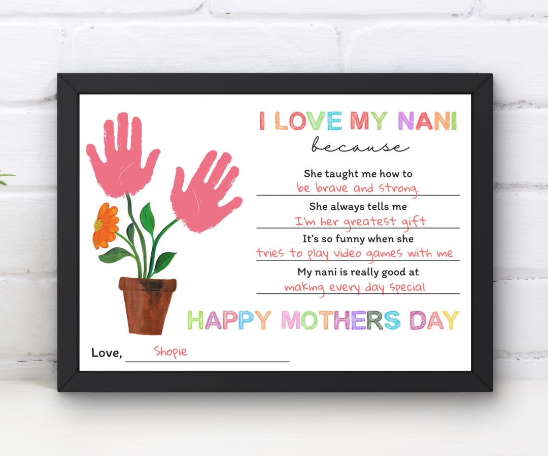 Nani Handprint Art | DIY Mother's Day Gift (PDF & JPG) - Etsy