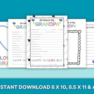 All Over My Grandpa Vatertagsgeschenk - SOFORTIGER DOWNLOAD - Füllen Sie die leere Vatertagskarte aus - Vatertagsaktivität für Kinder