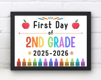 First Day of 2nd Grade Sign | Back to School Photo Prop (PDF)