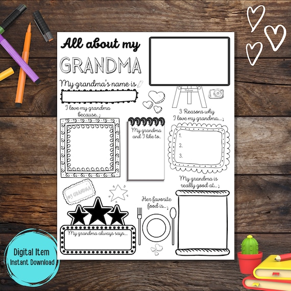 All About Grandma Printable Fill in Template Christmas Gifts - Etsy