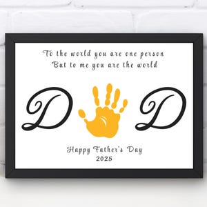 Afdrukbare kunst vaderdag handafdruk, vaderdagcadeau voor papa, handafdruk verjaardagskaart vader, doe-het-zelf cadeau voor papa, Vaderdag ambacht