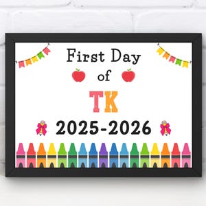 Cartel del primer día de transición a kínder, accesorio para fotos de regreso a clases (descarga digital)
