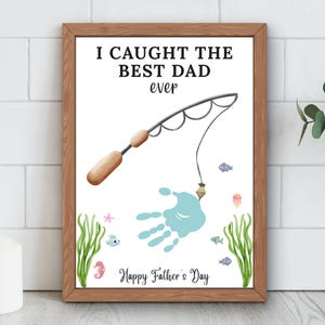 Artisanat d'empreintes de main pour la fête des pères, cadeau d'anniversaire pour papa pour les enfants, artisanat d'empreintes de main de pêche pour la fête des pères, bricolage meilleur artisanat imprimable pour papa, art pré-k