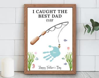 Father's Day Fishing Handprint Art, DIY Dad Gift (Digital Download)